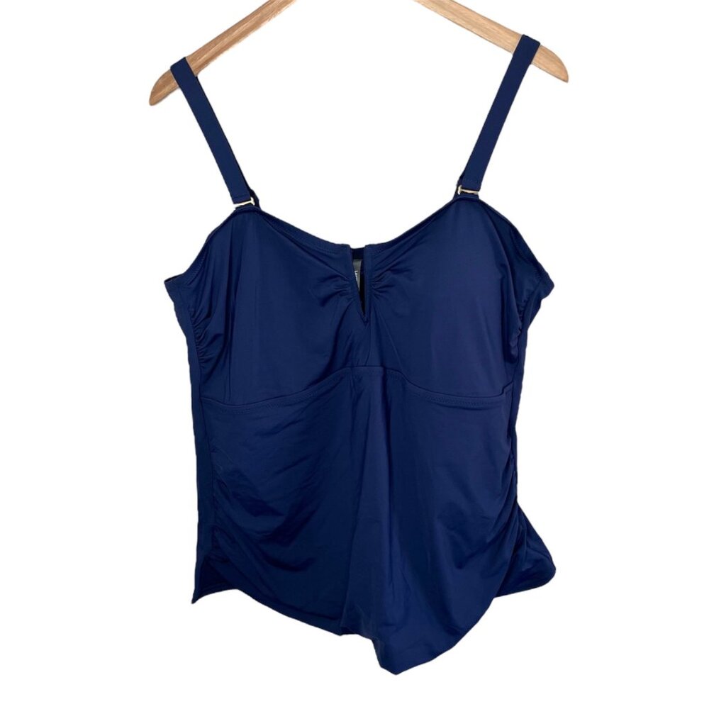 Lands End Womens Navy Blue Plus Size Tankini Swim Top 22W